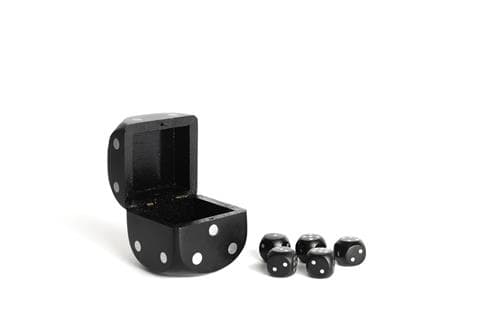 Authentic Models Black Dice Box w/5 Dice, Silver