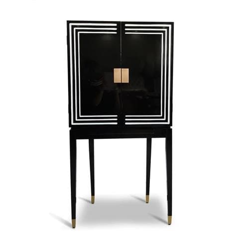 Authentic Models Art Deco Liquor Cabinet Black & White