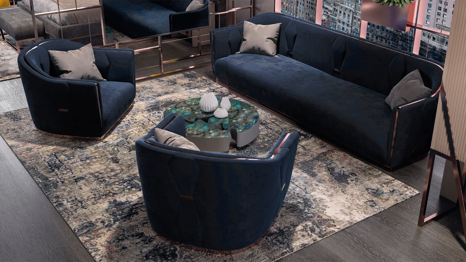 Epoque by Egon Furstenberg Nefrite Sofa