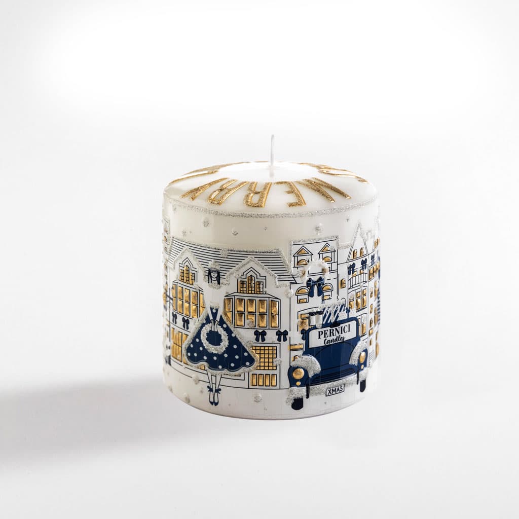 Cereria Pernici White Xmas Silver Candle