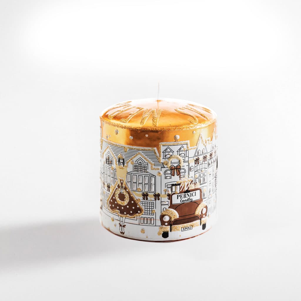 Cereria Pernici Gold Xmas Dark Brown Candle