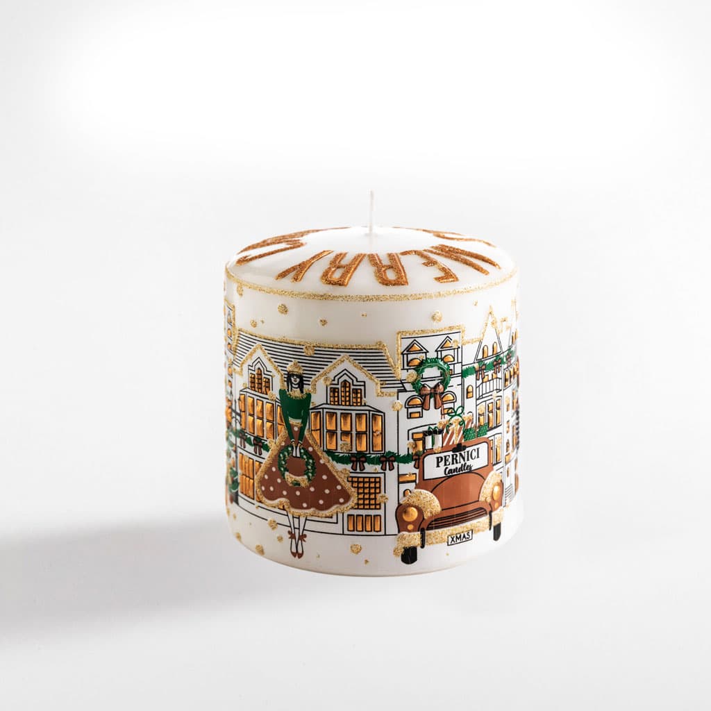 Cereria Pernici White Xmas Light Brown Candle