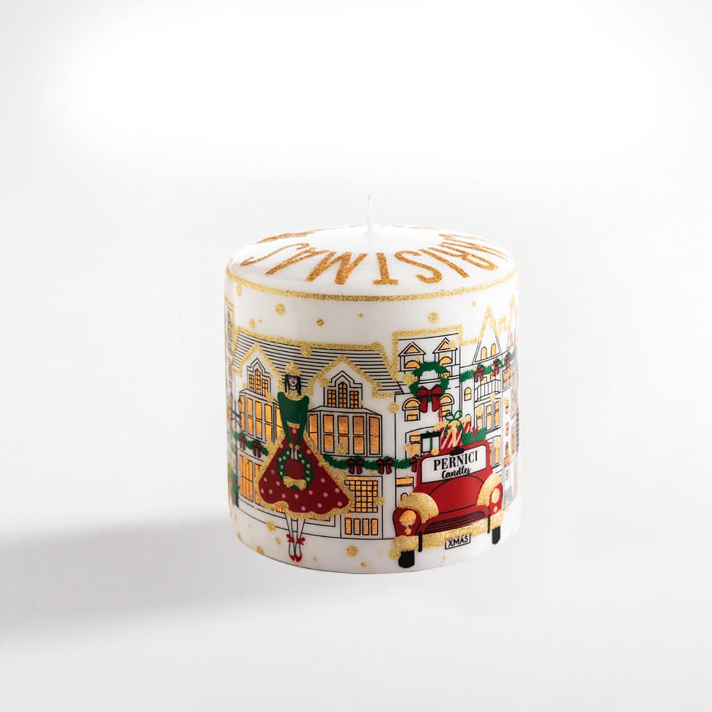 Cereria Pernici White Xmas Gold Candle