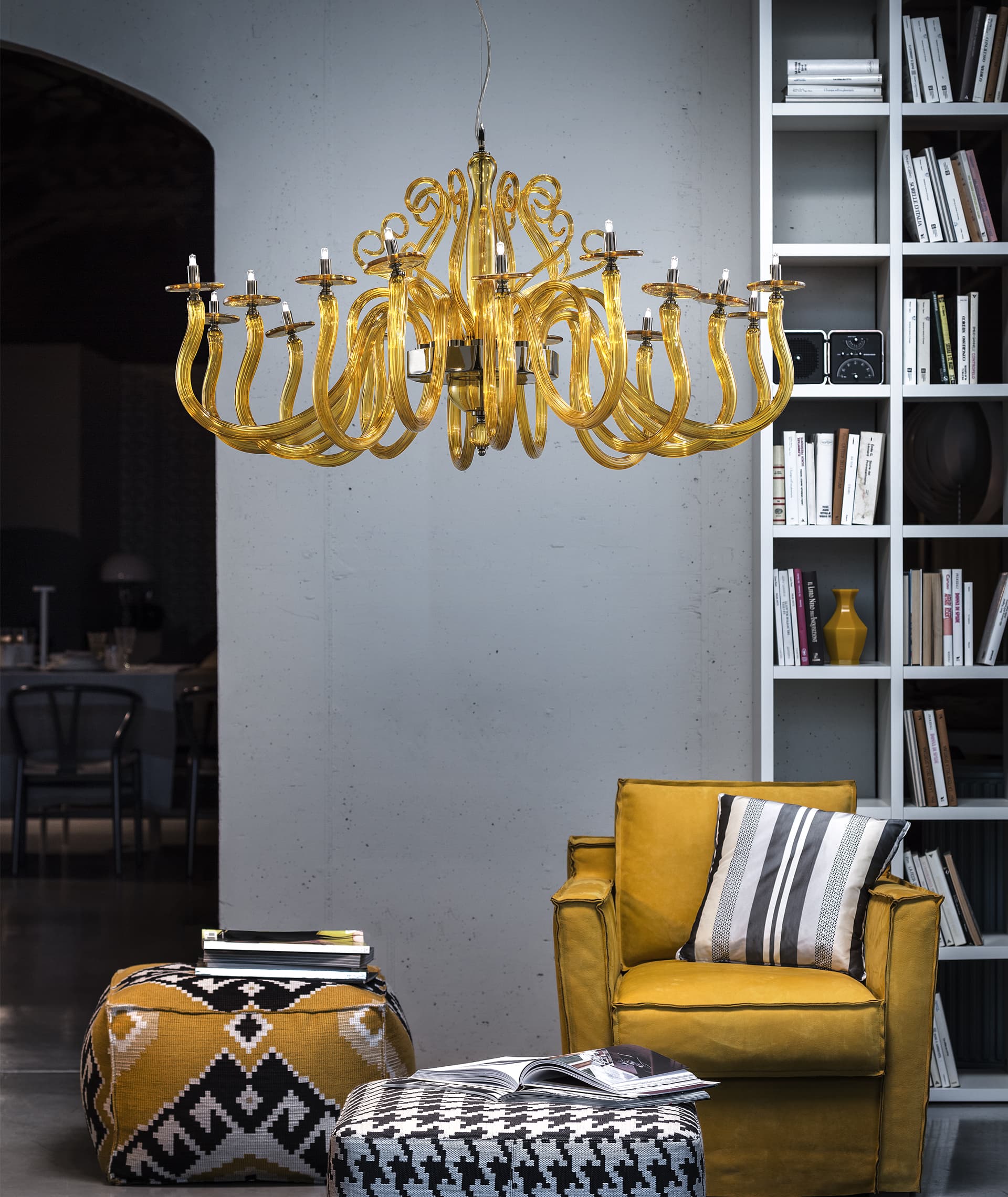 Euroluce Light of Italy Yncanto L8+8 Amber