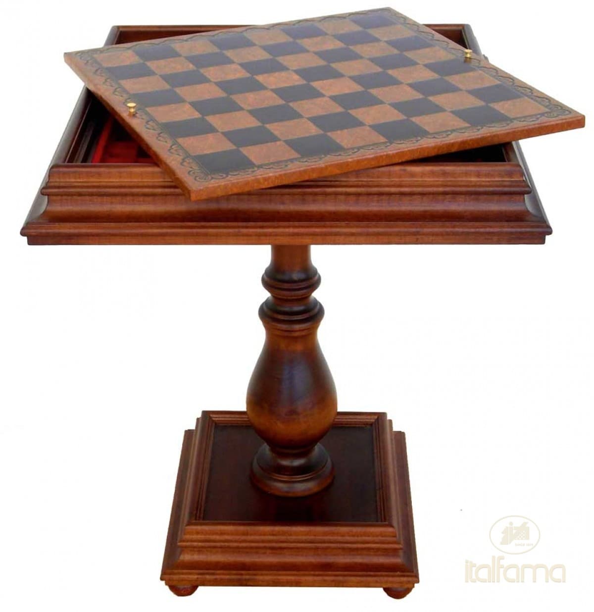 Italfama TILIA WOOD CHESSTABLE WITH LEATHERETTE TOP AND CHESS COMPARTMENTS
