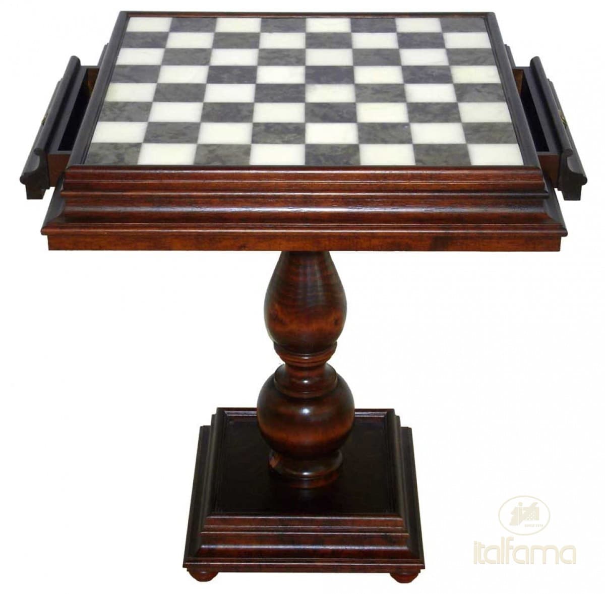 Italfama TILIA WOOD CHESSTABLE WITH MARBLE TOP AND DOUBLE DRAWER