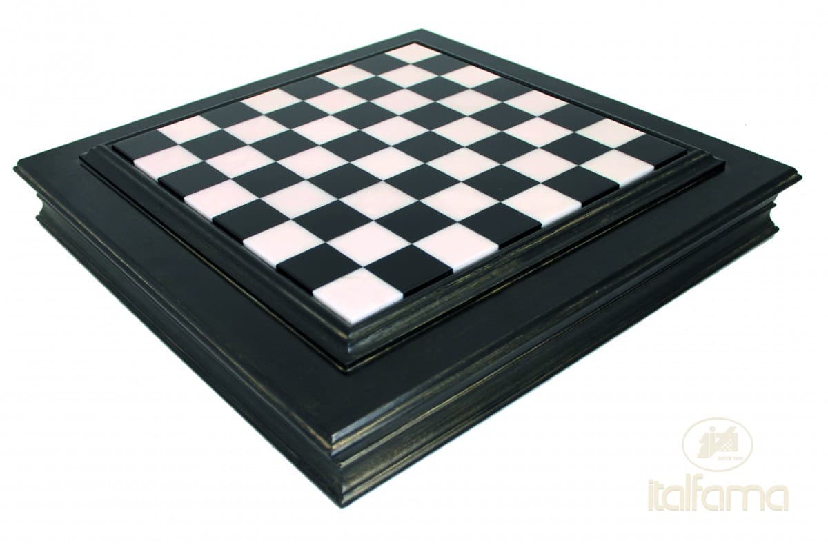 Italfama WOODEN CHESSBOARD BOX WITH MARBLE TOP (golden finish black version)